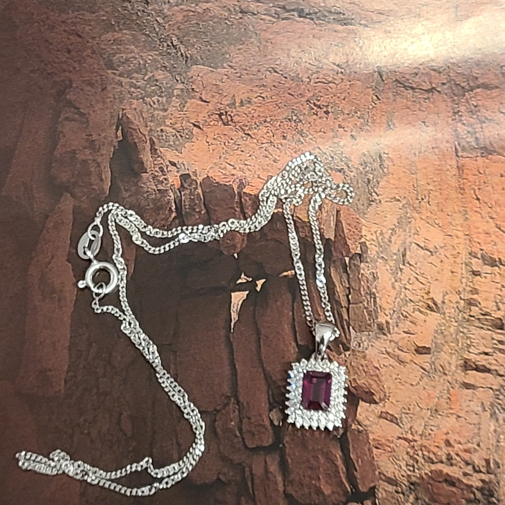 Sterling silver rhodolite necklace - Picture 4 of 5